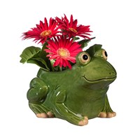 Pollinator Garden Ceramic Frog Planter