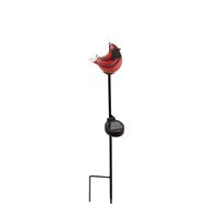 Load image into Gallery viewer, Woodland Storybook Garden Stake, Art Glass Solar Garden Stake, Cardinal, 23&quot;H
