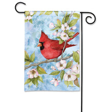 Load image into Gallery viewer, Little Cardinal Dogwood Garden Flag

