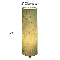 24 Inch Cocoa Leaf Cylinder Table Lamp Green