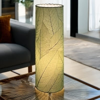 24 Inch Cocoa Leaf Cylinder Table Lamp Green