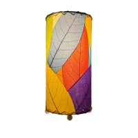 12 Inch Cocoa Leaf Cylinder Table Lamp Multi