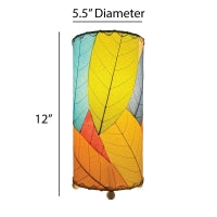 12 Inch Cocoa Leaf Cylinder Table Lamp Multi