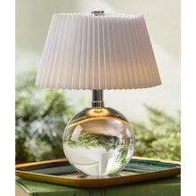 Load image into Gallery viewer, Crystal-Style Glass LED Portable Cordless Table Lamp with White Pleated Shade in Gift Box
