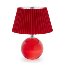 Load image into Gallery viewer, Crystal-Style Glass LED Portable Cordless Table Lamp with Red Pleated Shade in Gift Box
