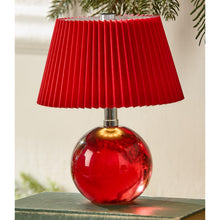 Load image into Gallery viewer, Crystal-Style Glass LED Portable Cordless Table Lamp with Red Pleated Shade in Gift Box
