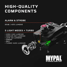 Load image into Gallery viewer, NEBO MYPAL Rechargeable Keychain Flashlight &amp; Safety Alarm - Black

