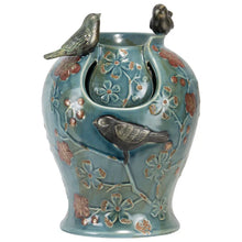 Load image into Gallery viewer, Blue Verdigris Songbird Fountain
