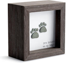Load image into Gallery viewer, DEMDACO Sharon Nowlan Paw Prints Heart Dark Woodgrain 4 x 4 Wood and Glass Shadow Box
