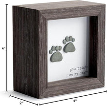 Load image into Gallery viewer, DEMDACO Sharon Nowlan Paw Prints Heart Dark Woodgrain 4 x 4 Wood and Glass Shadow Box
