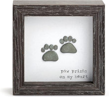 Load image into Gallery viewer, DEMDACO Sharon Nowlan Paw Prints Heart Dark Woodgrain 4 x 4 Wood and Glass Shadow Box
