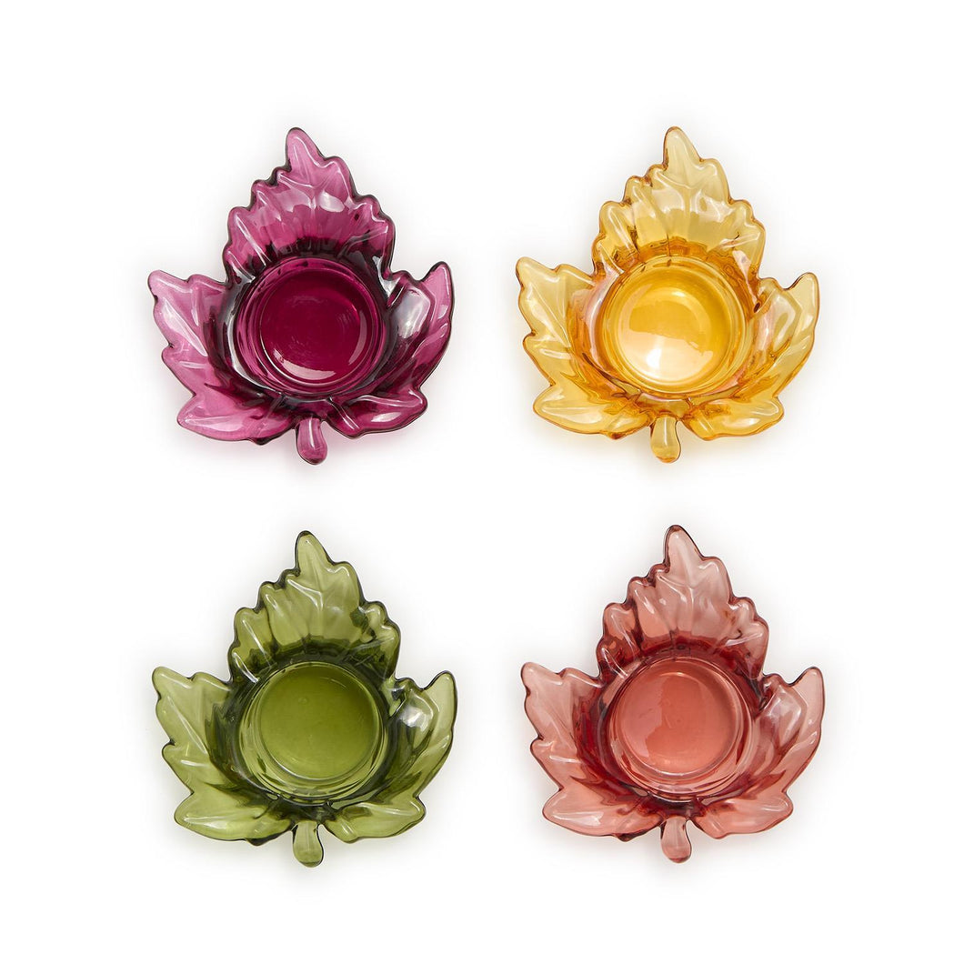 Leaf Tealight Candleholder - Glass (Asst. Colors)