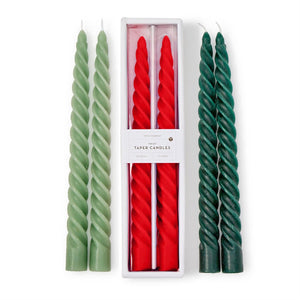 Set of 2 Twist Taper Candles in Gift Box Assorted 3 Colors