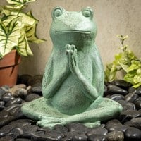 Load image into Gallery viewer, Praying Verdigris Frog Statue, 11&quot; H
