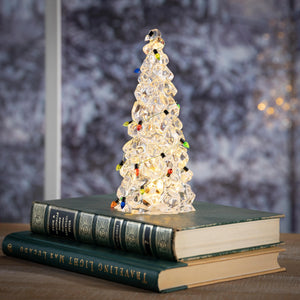 Christmas Vacation LED Table Decor Acrylic Tree with String Lights, 5.25"