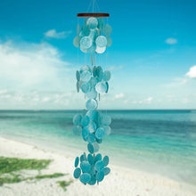 Load image into Gallery viewer, Capiz Waterfall Azure Woodstock Chime
