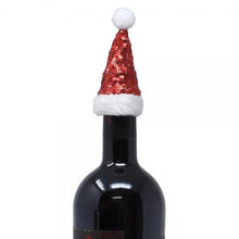 Load image into Gallery viewer, Red Glitter Santa Hat bottle topper
