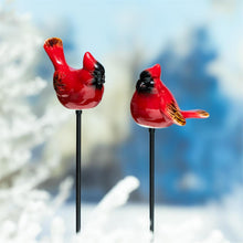 Load image into Gallery viewer, Snow birds Garden Stake, Ceramic Cardinal Garden Stake 22.8"H
