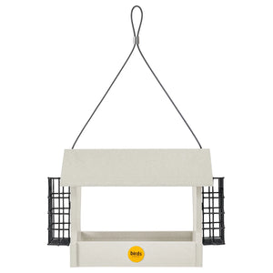 Recycled Hopper Feeder with Suet Cages - Sea Salt