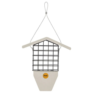 Suet Feeder with Tail Prop for Single Cake in Sea Salt Recycled Plastic