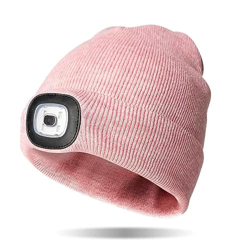 Night Scope Classic Beanie with Rechargeable LED Headlight - Pink