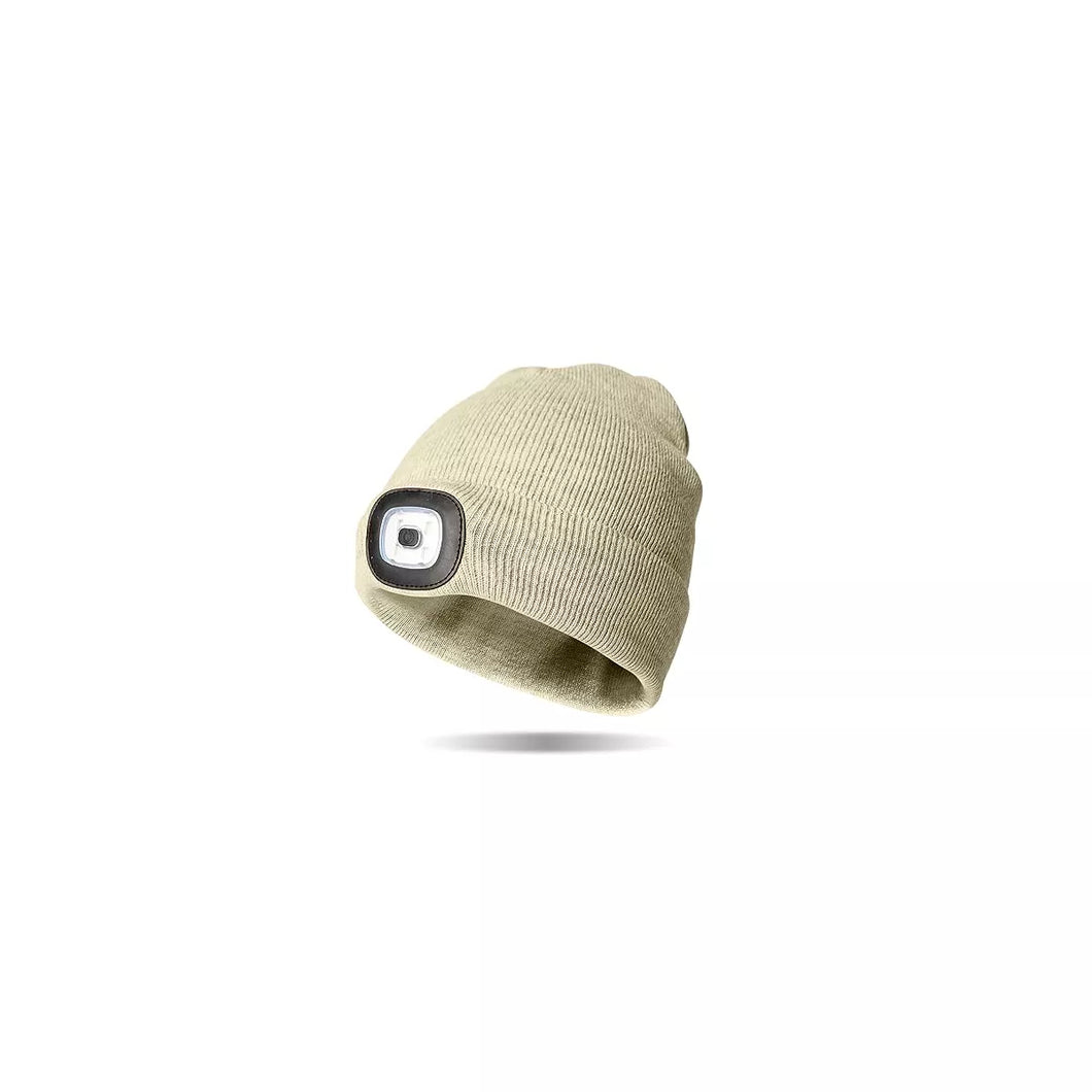 Night Scope Classic Beanie with Rechargeable LED Headlight - Oatmeal