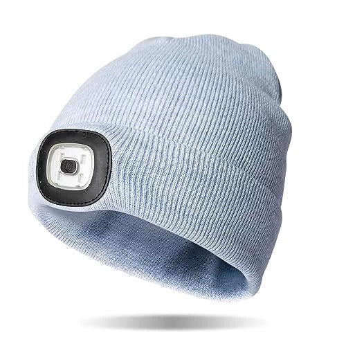Night Scope Classic Beanie with Rechargeable LED Headlight - Blue
