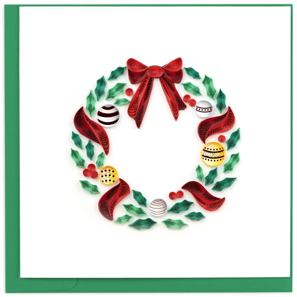 Quilled Holiday Wreath with Ornaments Card