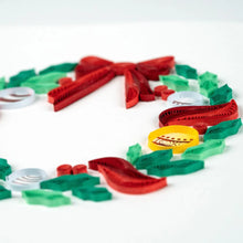 Load image into Gallery viewer, Quilled Holiday Wreath with Ornaments Card
