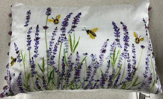 White and Lavender with Bees Pillow