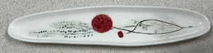Artisanal Long Tidbit Plate with Imprinted Botanical Design