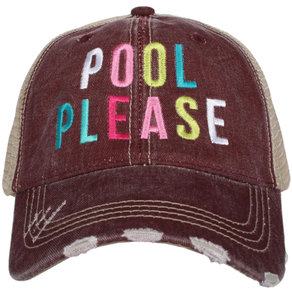 Pool Please Trucker Hat - Wine
