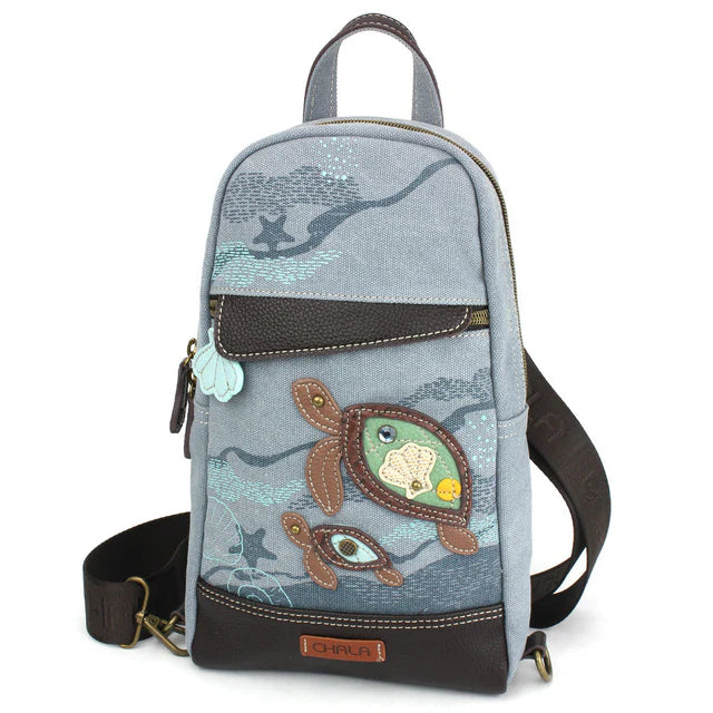 Chala Canvas Sling Bag - Turtles