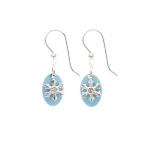 Silver Forest Snowflake on Oval Earrings