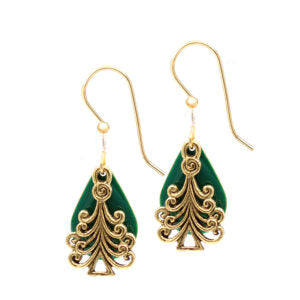 Silver Forest Holiday Tree on a Teardrop Earrings