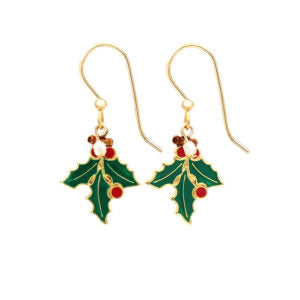 Silver Forest Holly Leaf & Berries Earrings