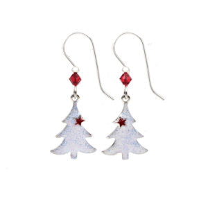 Silver Forest Sparkling Holiday Tree Earrings