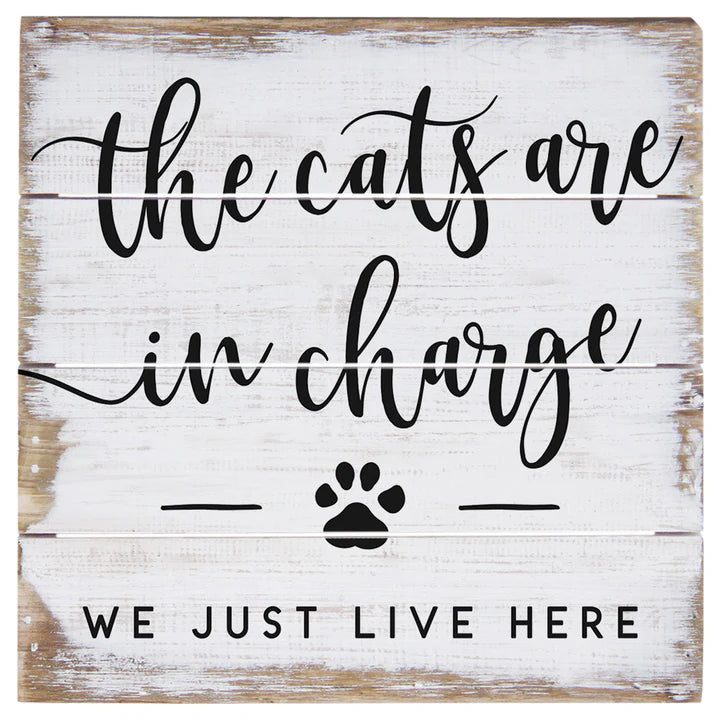 The Cats Are In Charge Slotted Board Sign