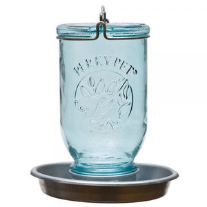 Antique Wide Blue Glass Waterer