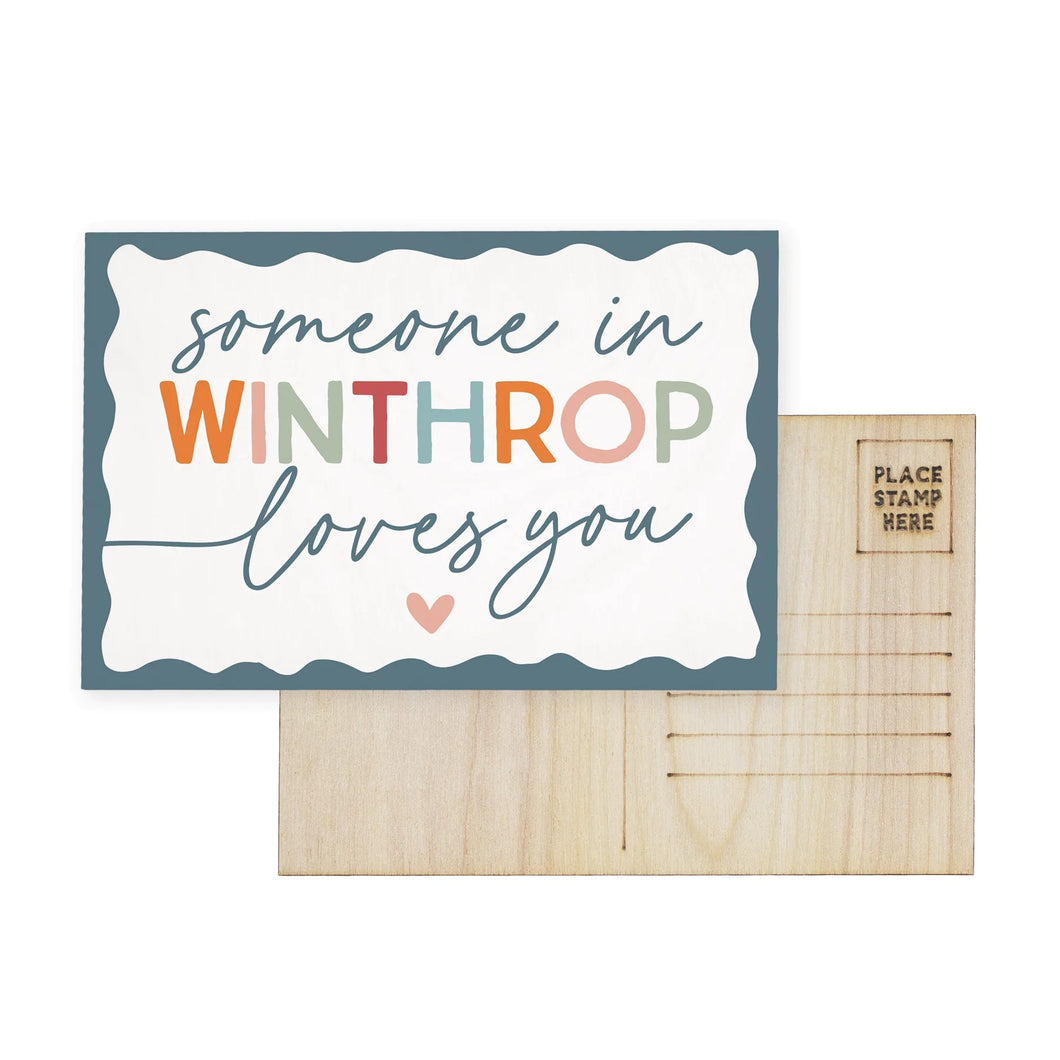 Someone in Charlotte Loves Me Wooden Postcard