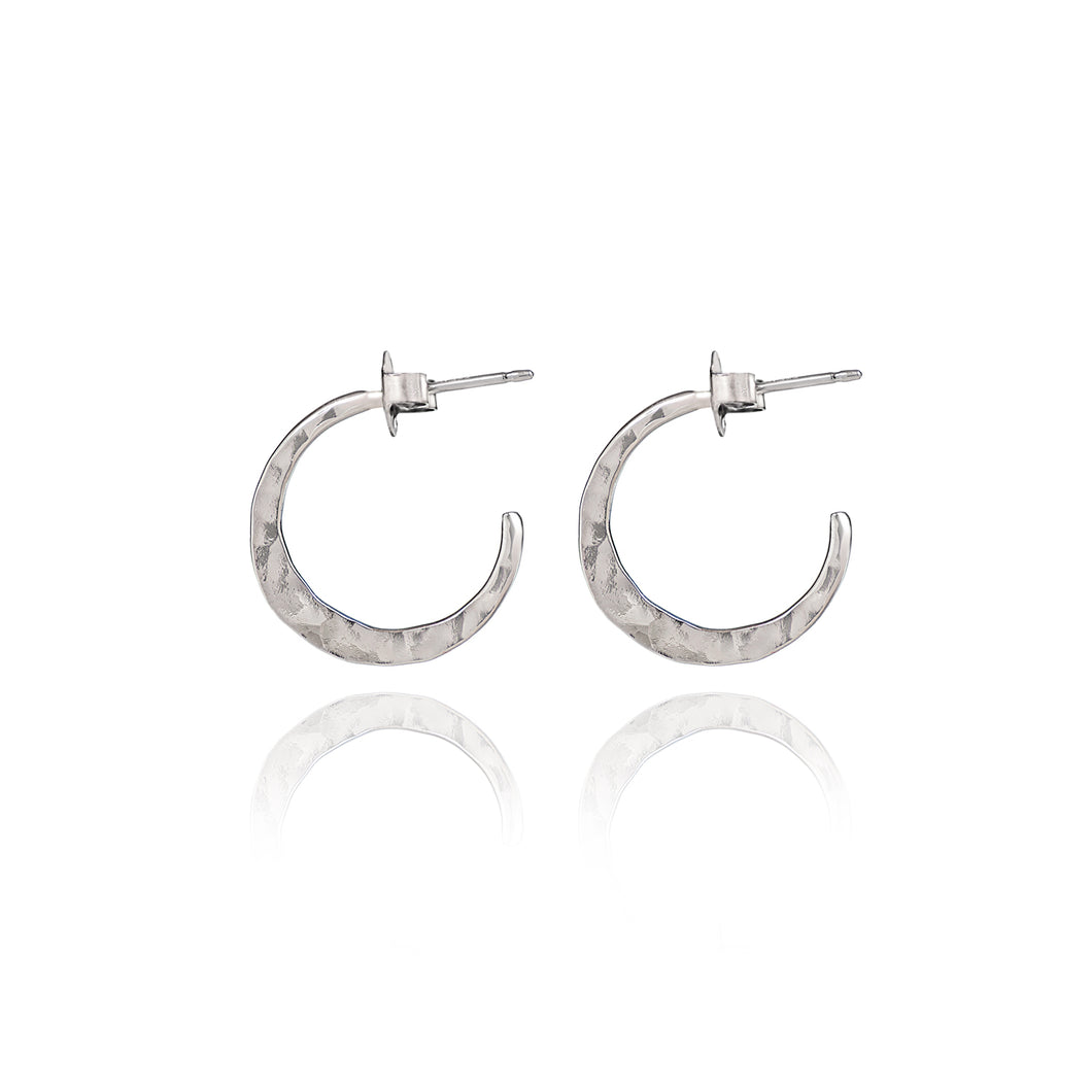 Spirit by Silver Forest Silver Medium Hammered Hoop Earrings