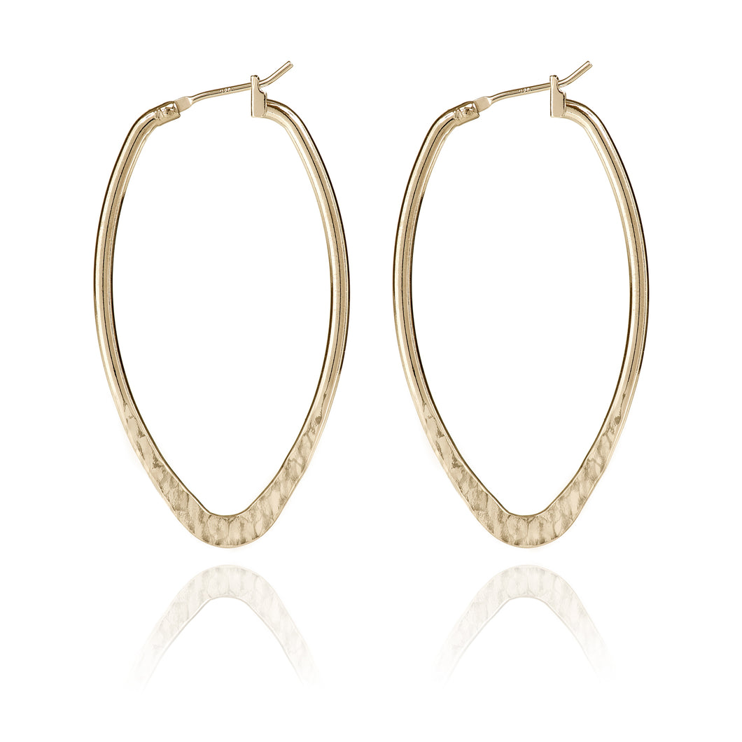 Spirit by Silver Forest Gold Hammered Olive Hoop Earrings
