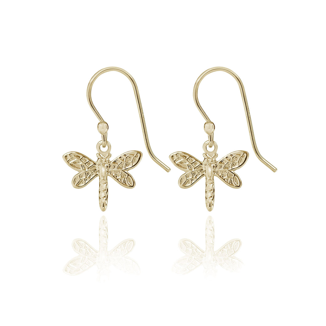 Silver Forest Gold Dragonfly Earrings