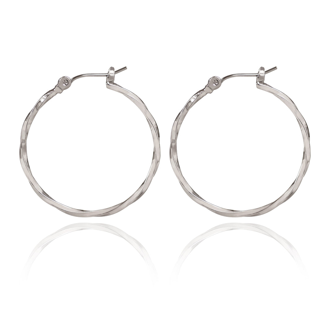 Spirit by Silver Forest Silver Medium Twisted Hoop Earrings