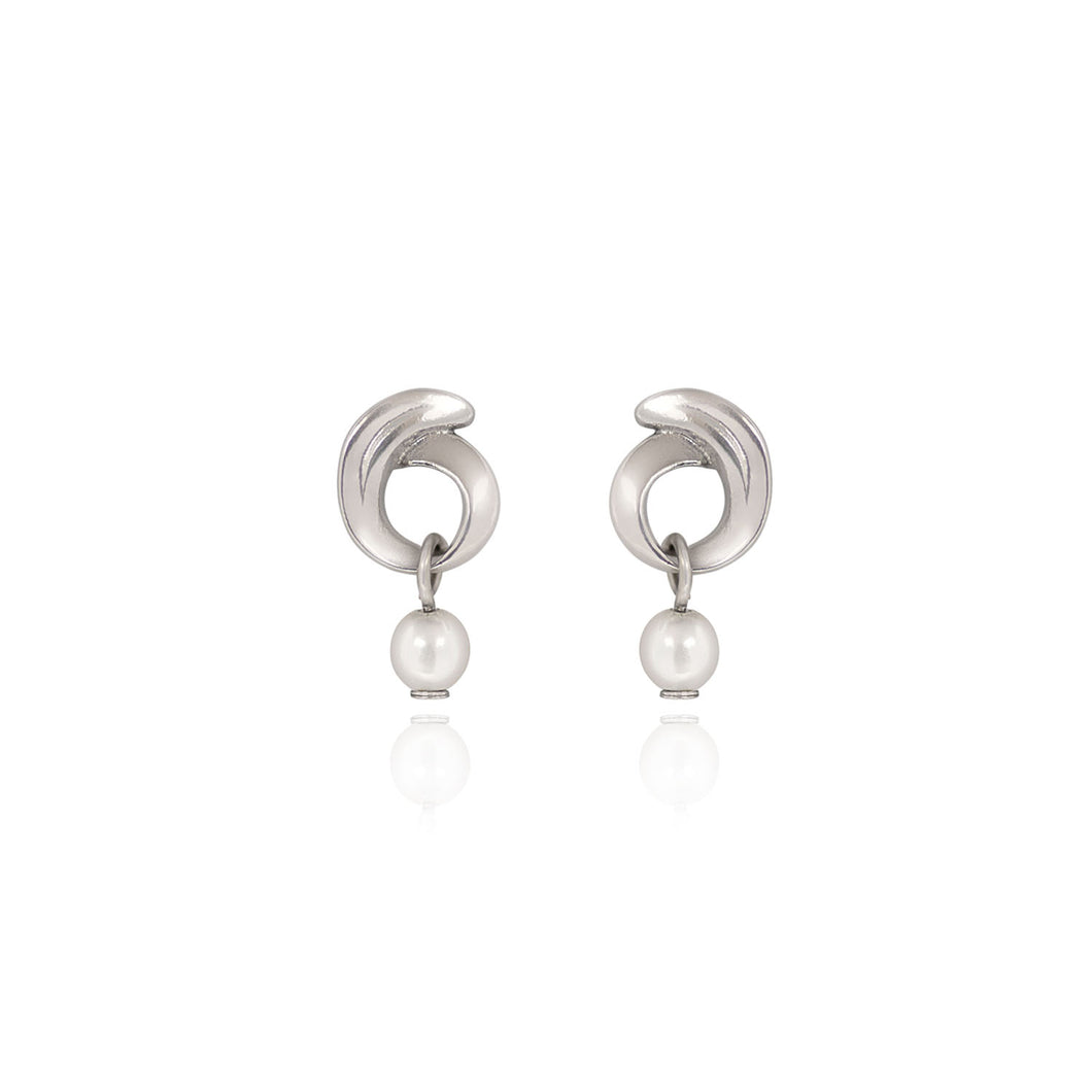 Spirit by Silver Forest Curl with Pearl Post Earrings