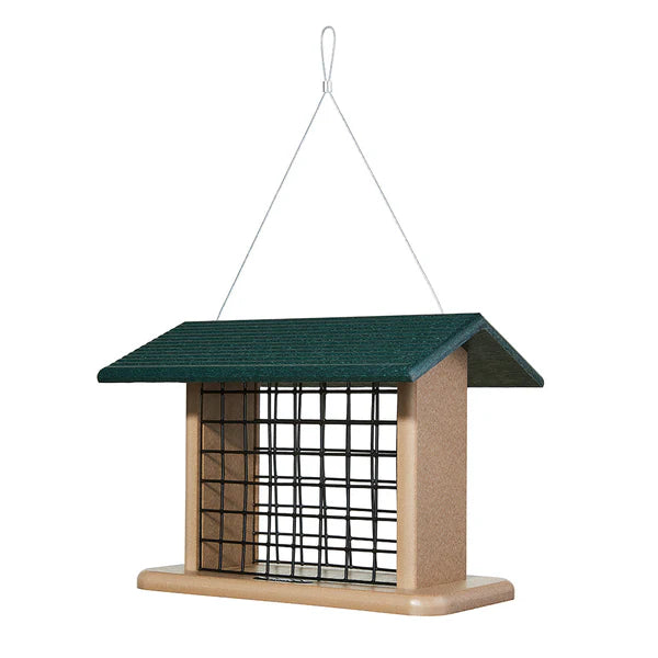 Seed and Suet Block Feeder in Taupe & Green Recycled Plastic