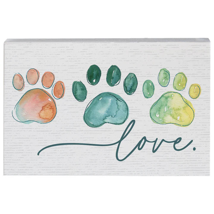 Colorful Paw Prints Love Tabletop Sign