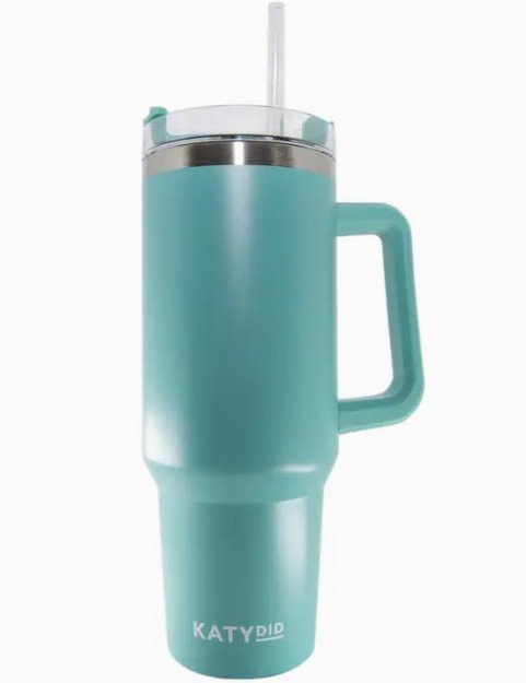Katydid Mint Green Stainless Steel Tumbler with Handle - 40 oz