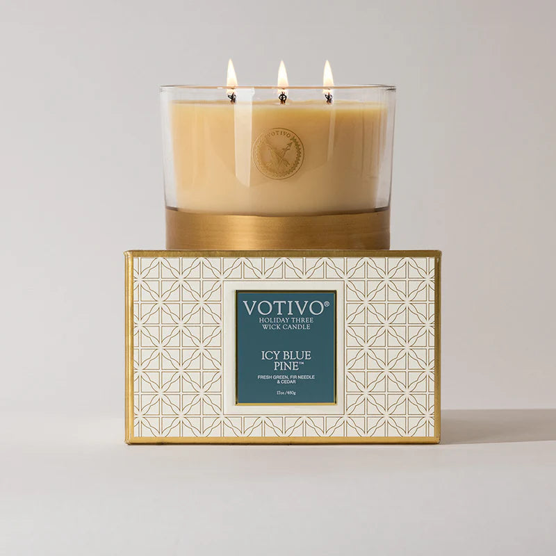 Votivo Icy Blue Pine 3 Wick Candle