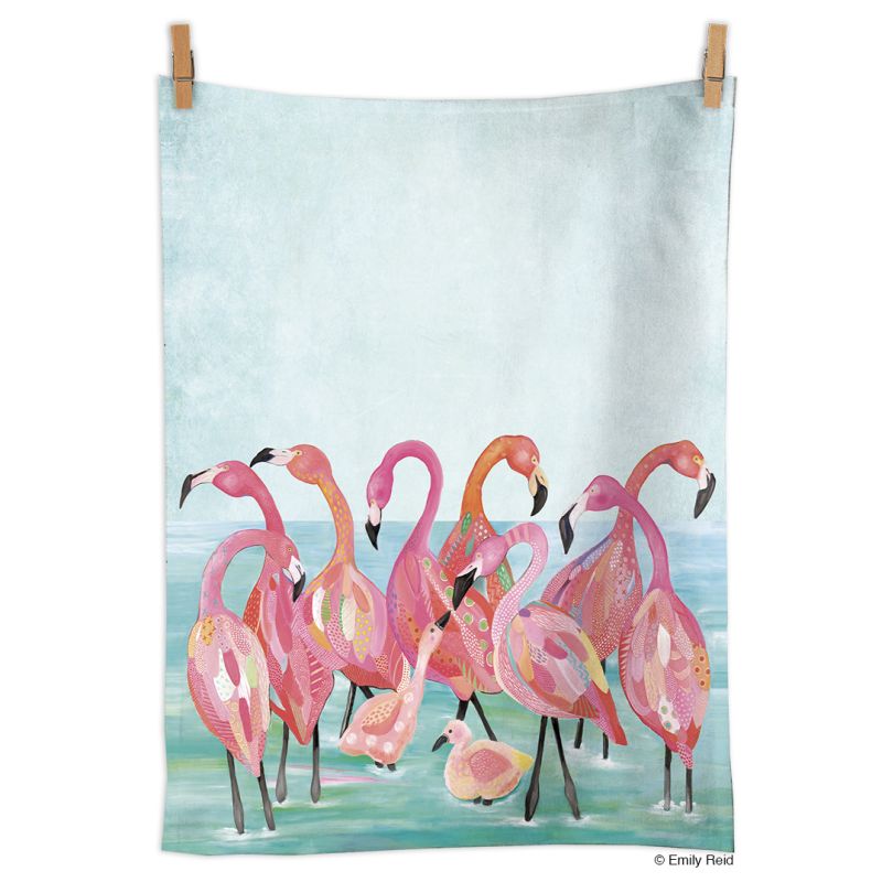 Flamingo Beach Tea Towel